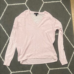 J. Crew Light Pink Merino Wool and Cotton blend V-neck sweater